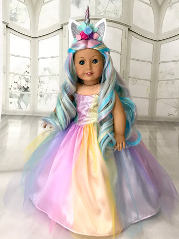Unicorn Dress and Tiara for American Girl doll
