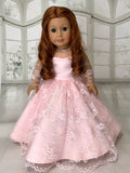 Pink Lace Dress Ball Gown for American Girl Doll