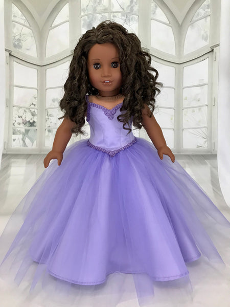 Pageant Dress Ball Gown for American Girl Doll Purple – American Girl Doll Clothes by Rocio