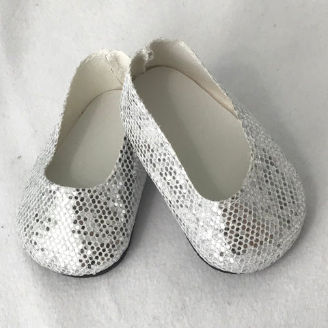 Silver shoes fit 18 Inch and American Girl Dolls