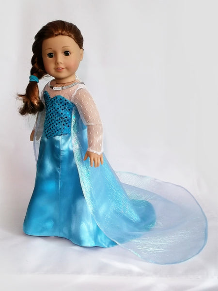 Handmade Princess Snow Queen Elsa (Frozen) dress for American Girl Dol –  American Girl Doll Clothes by Rocio