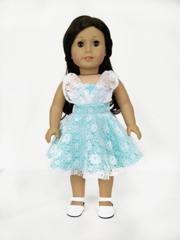 Mint Lace Dress for American Girl Dolls.