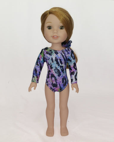 Gymnastics Leotard Leopad Print for Wellie Wishers Dolls