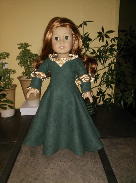 Handmade Princess Merida (Brave) Dress and Cape outfit for American Gi American Girl Doll Clothes by Rocio Handmade Princess Merida (Brave) Dress and Cape outfit for American Gi American Girl Doll Clothes by Rocio