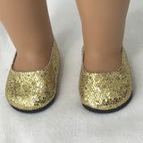 Gold shoes fit 18 Inch and American Girl Dolls