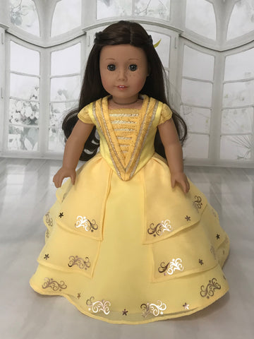 Handmade Belle Beauty and the Beast movie Inspired dress for American American Girl Doll Clothes by Rocio Handmade Belle Beauty and the Beast movie Inspired dress for American American Girl Doll Clothes by Rocio