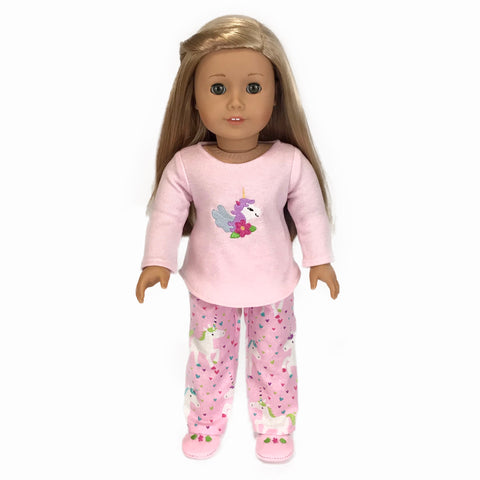 Unicorn pajamas set fit American Girl doll American Girl Doll Clothes by Rocio