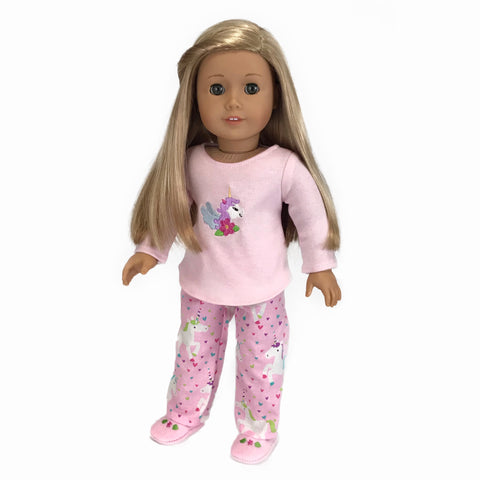 Unicorn pajamas set fit American Girl doll