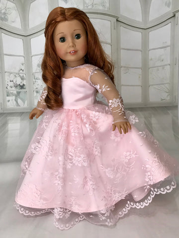 Pink Lace Dress Ball Gown for American Girl Doll