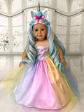 Unicorn Dress and Tiara for American Girl doll
