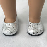 Silver shoes fit 18 Inch and American Girl Dolls
