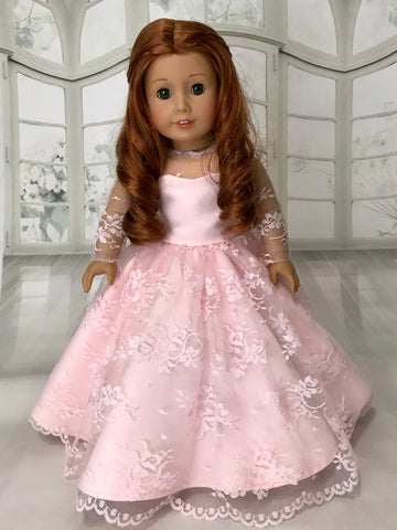 Pink Lace Dress Ball Gown for American Girl Doll American Girl Doll Clothes by Rocio