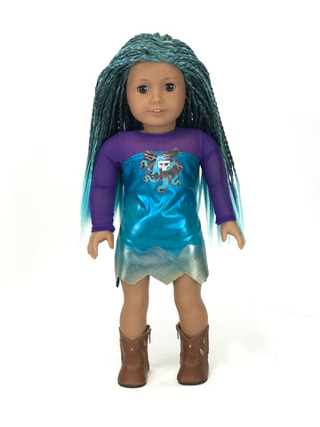 Descendants Uma custom american girl doll blue hair and brown eyes
