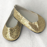 Gold shoes fit 18 Inch and American Girl Dolls
