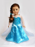 Handmade Princess Snow Queen Elsa (Frozen) dress for American Girl Doll