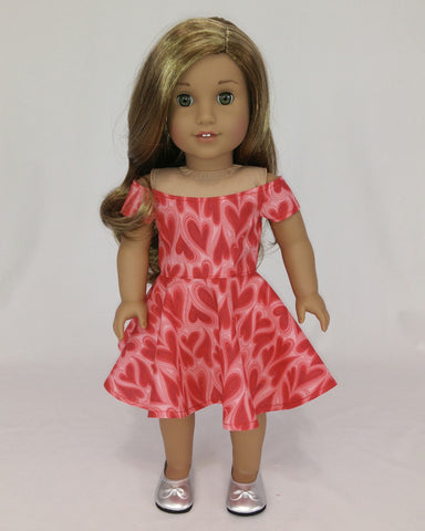 Valentine's Day Dress for American Girl Dolls Pink Off Shoulders