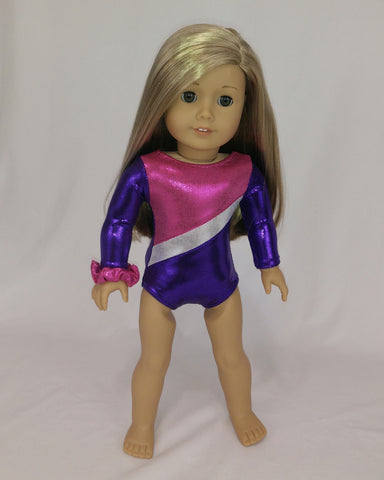 Gymnastics Leotard Pink Purple for Wellie Wishers Dolls – American