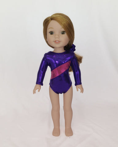 Gymnastics Leotard Pink Purple for Wellie Wishers Dolls – American Girl Doll  Clothes by Rocio